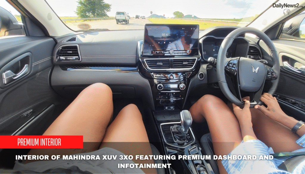 Mahindra XUV 3XO vs Kia Syros: Which Compact SUV Truly Wins Your Heart? 3 Interior of Mahindra XUV 3XO featuring premium dashboard and infotainment