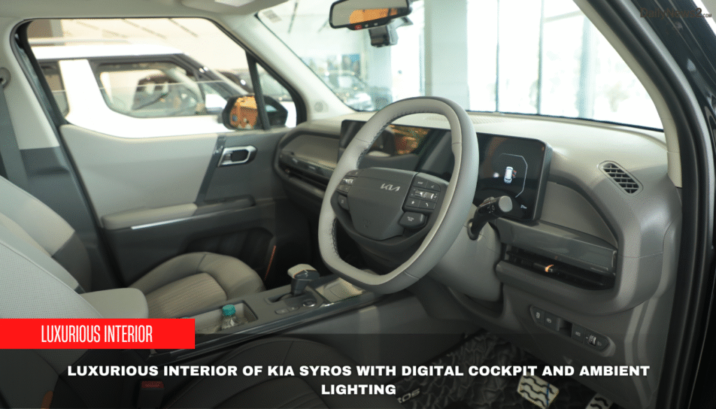Mahindra XUV 3XO vs Kia Syros: Which Compact SUV Truly Wins Your Heart? 6 Luxurious interior of Kia Syros with digital cockpit and ambient lighting